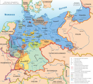 Karte des Deutschen Reiches am 31.12.1937