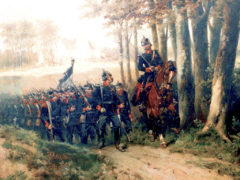 Preußische Armee auf dem Marsch.