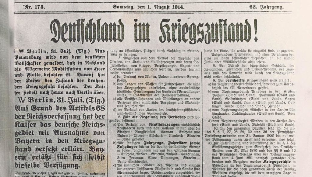 Titelblatt 1914: Deutschland im Kriegzustand.