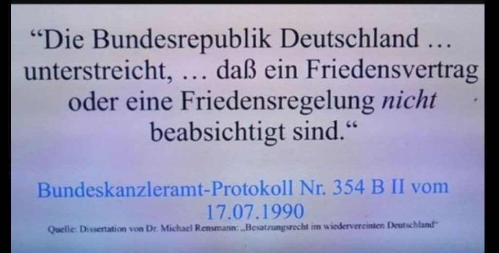 Kanzleramts-Protkoll 1990: Kein Friedensvertrag beabsichtigt.